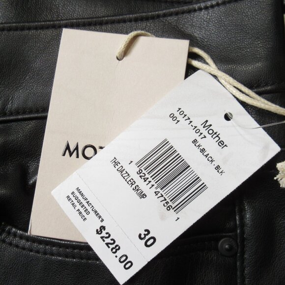 NWT Mother Dazzler Skimp in Wax On Wax Off Black Faux Leather Stretch Pants 30 - Picture 6 of 10